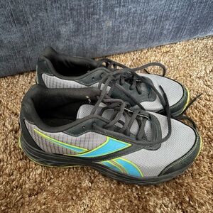 Reebok Women’s Gray and Black Athletic Shoes with Blue Accents